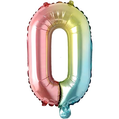Folienballons Buchstaben Bunt Regenbogenfarben - 40 cm für Geburtstag Hochzeit Party Dekoration Happy Birthday JGA Geschenk Luftballon Abschluss ABI groß XXL klein Mädchen Jungen (40 cm - O) von Kopper-24