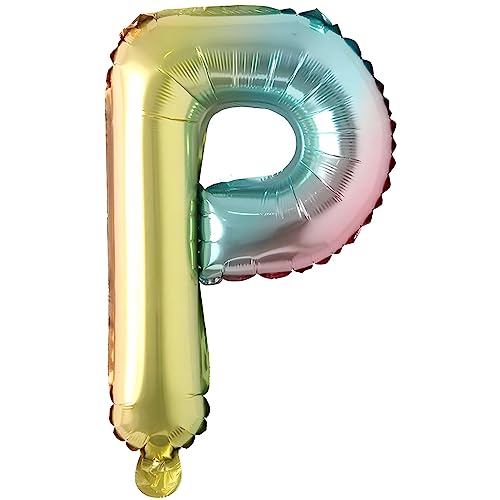 Folienballons Buchstaben Bunt Regenbogenfarben - 40 cm für Geburtstag Hochzeit Party Dekoration Happy Birthday JGA Geschenk Luftballon Abschluss ABI groß XXL klein Mädchen Jungen (40 cm - P) von Kopper-24
