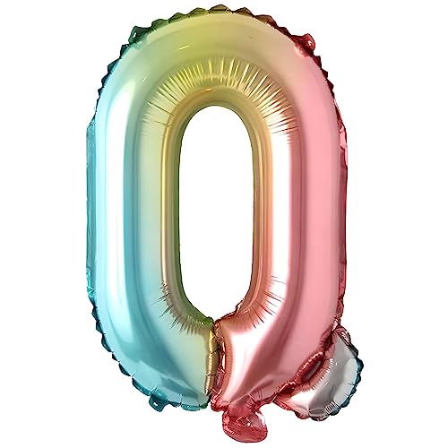 Folienballons Buchstaben Bunt Regenbogenfarben - 40 cm für Geburtstag Hochzeit Party Dekoration Happy Birthday JGA Geschenk Luftballon Abschluss ABI groß XXL klein Mädchen Jungen (40 cm - Q) von Kopper-24