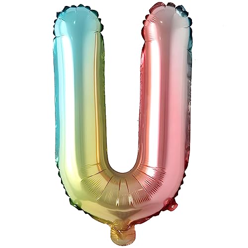 Folienballons Buchstaben Bunt Regenbogenfarben - 40 cm für Geburtstag Hochzeit Party Dekoration Happy Birthday JGA Geschenk Luftballon Abschluss ABI groß XXL klein Mädchen Jungen (40 cm - U) von Kopper-24