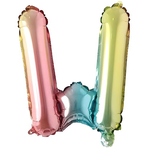 Folienballons Buchstaben Bunt Regenbogenfarben - 40 cm für Geburtstag Hochzeit Party Dekoration Happy Birthday JGA Geschenk Luftballon Abschluss ABI groß XXL klein Mädchen Jungen (40 cm - W) von Kopper-24