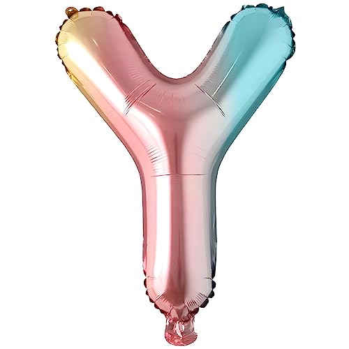 Folienballons Buchstaben Bunt Regenbogenfarben - 40 cm für Geburtstag Hochzeit Party Dekoration Happy Birthday JGA Geschenk Luftballon Abschluss ABI groß XXL klein Mädchen Jungen (40 cm - Y) von Kopper-24
