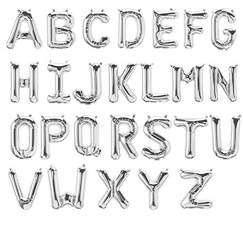 Folienballons Buchstaben Silber - 40 / 80 / 100 cm - Helium Luftballon für Geburtstag Hochzeit Party Dekoration Happy Birthday JGA Geschenk Abschluss ABI groß XXL klein mini ( Buchstabe F 100 cm) von Kopper-24