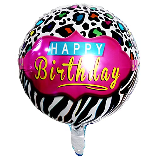 Happy Birthday Folienballon, 45 cm Durchmesser, Rund, Leoparden- und Zebramuster Design, Pinkfarben, Ideal für Geburtstagsfeiern, Jubiläen und besondere Anlässe, Langlebig und Wiederverwendbar Happy Birthday Folienballon, 45 cm Durchmesser, Rund, Leoparden- und Zebramuster Design, Pinkfarben, Ideal für Geburtstagsfeiern, Jubiläen und besondere Anlässe, Langlebig und Wiederverwendbar von Kopper-24