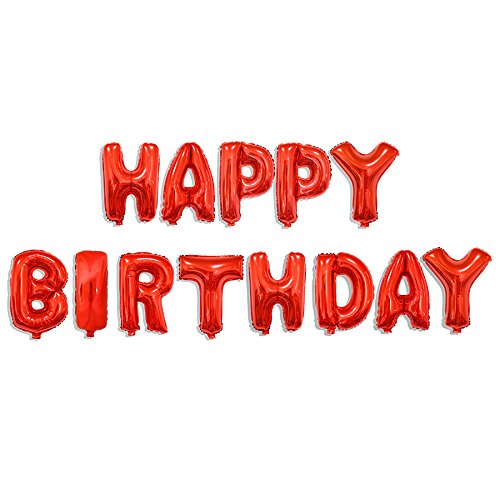 Happy Birthday Folienballon Girlande 40 cm - Alles Gute zum Geburtstag Ballon Geschenk Deko Schriftzug Girl Boy Party 18 Kinder bunt Dekoration Luftballon XXL Luftballon mini (Rot) von Kopper-24