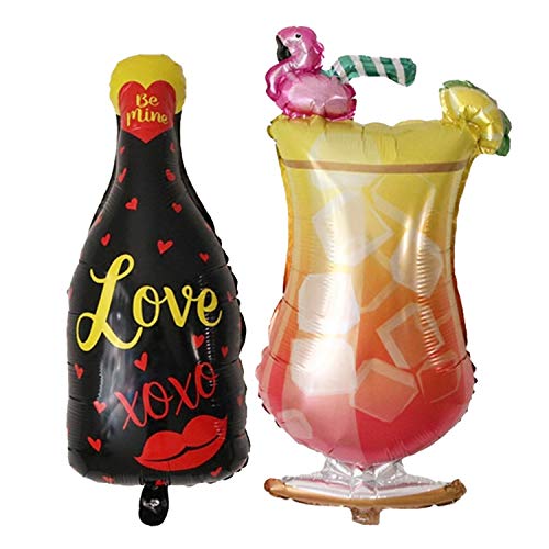 Happy Birthday Folienballon Motiv - Alles Gute zum Geburtstag Ballon Geschenk Deko Girl Boy Party 18 Kinder bunt JGA Dekoration Luftballon XXL Luftballon mini (Cocktail Flasche mit Glas) von Kopper-24