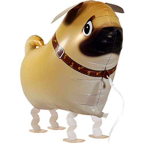 Kopper-24 Airwalker Ballon Mops Hund - laufendender Hunde Luftballon Tier Helium Walking Folienballon Deko für Kinder Geburtstag Party Hochzeit Kinder Geschenk JGA Dekoration Tierballons Laufen von Kopper-24