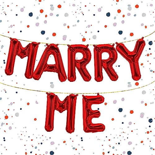 Kopper-24 Folienballon-Set Marry Me in Rot, 40 cm - Überrasche deinen Schatz mit einem romantischen Heiratsantrag - Zeige Deine Liebe auf besondere Weise von Kopper-24