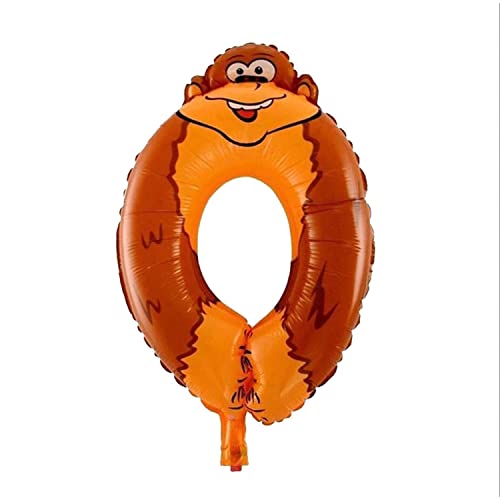 Kopper-24 Folienballon Zahl 0, ca. 40 cm, Tier Motiv - Luftballon XXL Nummer Riesen Ballon Zahlenballon Mädchen Junge Deko Riesenzahl Party Hochzeit Kindergeburtstag zum Geburtstag von Kopper-24