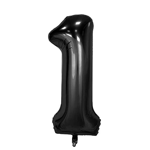 Kopper-24 Folienballon Zahl 1, ca. 100 cm, schwarz - Helium geeignet - Luftballon XXL Nummer Riesen Ballon Zahlenballon Mädchen Junge Deko Riesenzahl Party Hochzeit Kindergeburtstag zum Geburtstag von Kopper-24