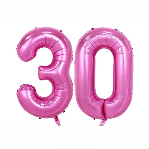 Kopper-24 Folienballon Zahl 30 Set; ca. 100 cm, pink - Helium geeignet - Luftballon XXL Nummer Riesen Ballon Zahlenballon Mädchen Junge Deko Riesenzahl Party Hochzeit Kindergeburtstag zum Geburtstag von Kopper-24