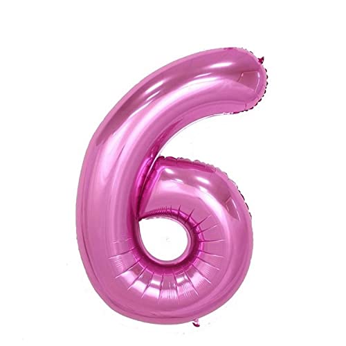 Kopper-24 Folienballon Zahl 6, ca. 80 cm, pink, für Luftbefüllung - Luftballon XXL Nummer Riesen Ballon Zahlenballon Mädchen Junge Deko Riesenzahl Party Hochzeit Kindergeburtstag zum Geburtstag von Kopper-24