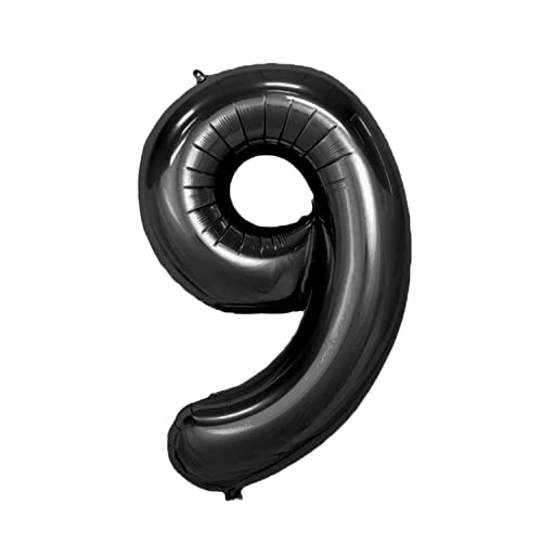 Kopper-24 Folienballon Zahl 9, ca. 100 cm, schwarz - Helium geeignet - Luftballon XXL Nummer Riesen Ballon Zahlenballon Mädchen Junge Deko Riesenzahl Party Hochzeit Kindergeburtstag zum Geburtstag von Kopper-24