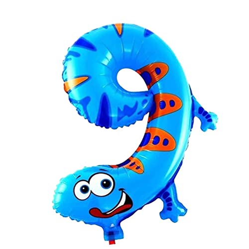 Kopper-24 Folienballon Zahl 9, ca. 40 cm, Tier Motiv - Luftballon XXL Nummer Riesen Ballon Zahlenballon Mädchen Junge Deko Riesenzahl Party Hochzeit Kindergeburtstag zum Geburtstag von Kopper-24
