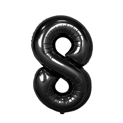 Kopper-24 Folienballon Zahl 8, ca. 100 cm, schwarz - Helium geeignet - Luftballon XXL Nummer Riesen Ballon Zahlenballon Mädchen Junge Deko Riesenzahl Party Hochzeit Kindergeburtstag zum Geburtstag von Kopper-24