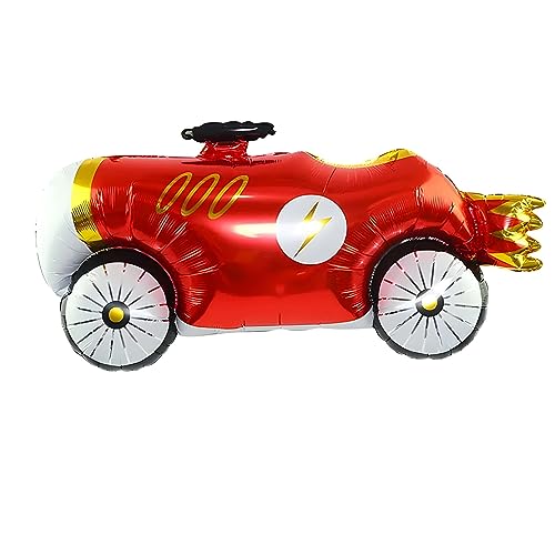 Riesiger Folienballon mit Fahrzeug Motiv, Auto in leuchtendem Rot, ca. 107 * 63 cm - Perfekt für Kindergeburtstage, Autoliebhaber, Dekorationen, Feiern, Partys und besondere Anlässe von Kopper-24