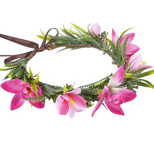 KorViSHOW Hawaii-Blumen-Haarschmuck – rosa Hawaii-Blumen-Kopfschmuck, verstellbar, tropische Orchidee, Blumenkrone, Lei, Hula-Kostüm, Stirnband für Damen, Mädchen, Sommer, Strand, Urlaub KorViSHOW Hawaii-Blumen-Haarschmuck – rosa Hawaii-Blumen-Kopfschmuck, verstellbar, tropische Orchidee, Blumenkrone, Lei, Hula-Kostüm, Stirnband für Damen, Mädchen, Sommer, Strand, Urlaub von KorViSHOW