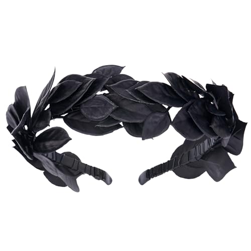 KorViSHOW Schwarze griechische Lorbeerkrone - Handgefertigtes dunkles Blatt Stirnband Renaissance Haarschmuck für König Männer Frauen Mittelalter Renfaire Halloween Cosplay Toga Kostüm Foto Requisite von KorViSHOW
