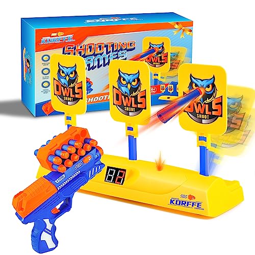 Korffe Elektrisches digitales Schießziel mit automatischer Rücksetzung und Schaumstoffpfeilen, Nerf-Pistolen für Jungen, Schießspielzeug für Jungen im Alter von 5, 6, 7 und 8 Jahren, Halloween-Weihnac von Korffe