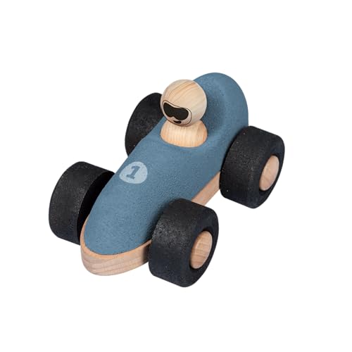Korko E-Formel Kork-Spielzeugauto in Rot, Blau, Grün - Umweltfreundlich, leise, langlebig & sicher für Kinder (Blau) von Korko