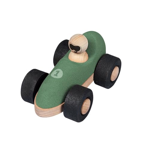Korko E-Formel Kork-Spielzeugauto in Rot, Blau, Grün - Umweltfreundlich, leise, langlebig & sicher für Kinder (Grün) von Korko
