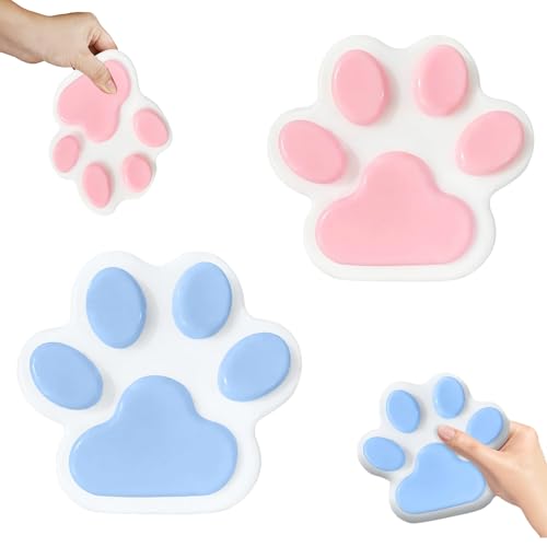 2 Stück Cat Paw Squishy Toy, Pfoten Squishy Squeeze Toy, Katzenpfoten Squishy, Anti Stress Sensory Fidget Toys für Erwachsene und Kinder von Korsaot