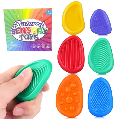 Sensorik Spielzeug 6er Set – Fidget Steine für Stressabbau & Konzentration, Ideal für Kinder & Erwachsene, bei Autismus & ADHS, Anti-Stress Spielzeug mit Texturen, BPA-frei von Korsaot