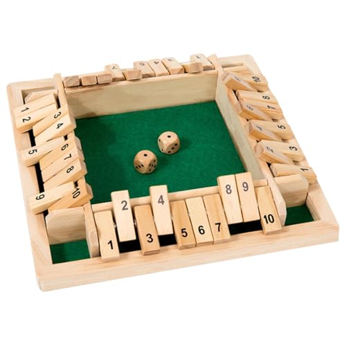 Shut The Box 2-4 Spieler-Klassisches, Traditional Pub Board Würfelspiel, Jahre Mathematik Lernspielzeug für Kinder, Familie Holzbrett Tisch Mathe, für Kinder und Erwachsene von Korysnew