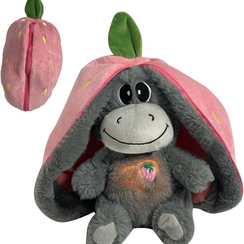 Atmendes Kuscheltier Esel for Anxietys, Anxietys Stuffed Animals for Adults Kids, Cute Plush 2025 Donkey Dolls with Realistic Breathing and Light (Rosa) von Kosinso