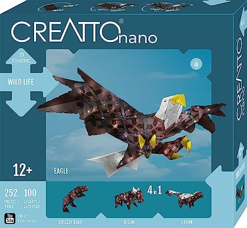 KOSMOS 3744 CREATTO Adler Wild Life, 3D-Leuchtfiguren entwerfen, 3D-Puzzle-Set für Adler, Bär, Bison, Stinktier, kreative Zimmer-Deko, 252 Steckteile, 100-tlg LED-Lichterkette, KOSMOS 3744 CREATTO Adler Wild Life, 3D-Leuchtfiguren entwerfen, 3D-Puzzle-Set für Adler, Bär, Bison, Stinktier, kreative Zimmer-Deko, 252 Steckteile, 100-tlg LED-Lichterkette, von Kosmos