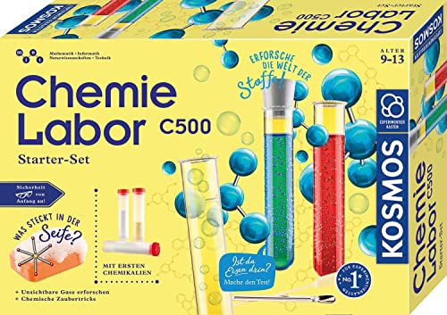 KOSMOS 645571 Chemielabor C500, Starter-Set, Laboraustattung für Einsteiger, Chemie mit Spaß für Kinder ab 9 Jahre, Einsteigerlehrgang, Experimentierkasten, Mint von Kosmos