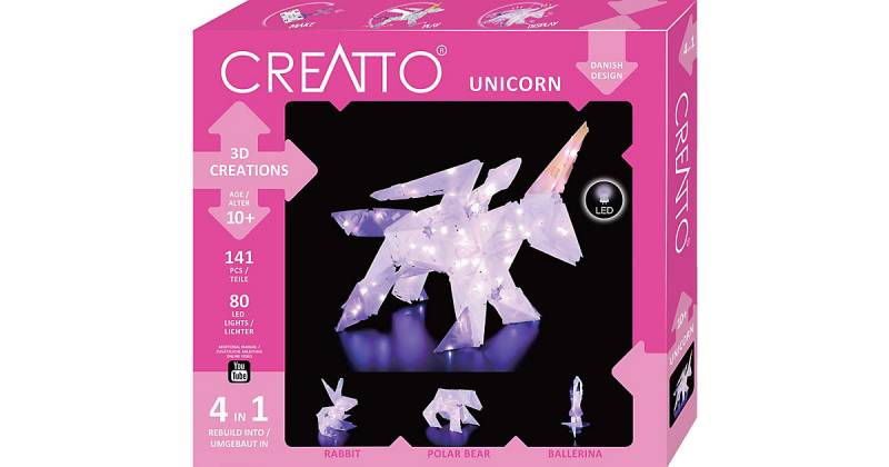 3D-Leuchtpuzzle Creatto Einhorn inkl. LED-Leuchtkette, 141 Teile von Kosmos