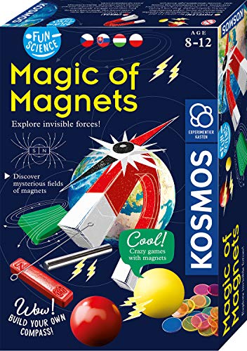 KOSMOS 616601 Fun Science - Magie der Magnete mehrsprachige Version (HU, CZ, SK, PL, nicht DE) Erforsche unsichtbare Kräfte und baue dir einen Kompass, Experimentierset für Kinder von Kosmos