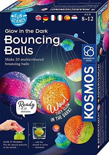 KOSMOS 616656 Fun Science - Bouncing Balls Nachtleuchtende Flummi Power Experimentierset, Stelle 20 kunterbunte Bälle her, Geschenk für Kinder ab 8 Jahre, mehrsprachige Anleitung von Kosmos