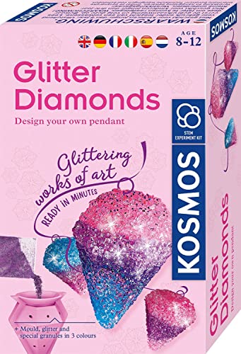KOSMOS 616946 Glitzer-Diamanten, Funkelnde Schmuck-Anhänger gestalten, mit Gießformen, Schmuckbändern, Glitzer, Granulat in 3 Farben, Experimentierset für Kinder von 8-12 Jahren, Multisprache KOSMOS 616946 Glitzer-Diamanten, Funkelnde Schmuck-Anhänger gestalten, mit Gießformen, Schmuckbändern, Glitzer, Granulat in 3 Farben, Experimentierset für Kinder von 8-12 Jahren, Multisprache von Kosmos