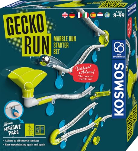 KOSMOS 617288 Gecko Run - Starter-Set, Starter Set, Erweiterbare Kugelbahn für Kinder, Vertikale Kugelbahn, Murmelbahn, Lernspielzeug und Konstruktionsspielzeug ab 8 Jahren, Mehrsprachig von Kosmos