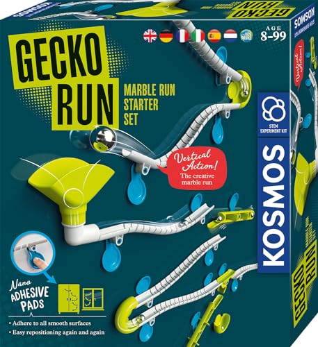 KOSMOS 617288 Gecko Run - Starter-Set, Starter Set, Erweiterbare Kugelbahn für Kinder, Vertikale Kugelbahn, Murmelbahn, Lernspielzeug und Konstruktionsspielzeug ab 8 Jahren, Mehrsprachig von Kosmos