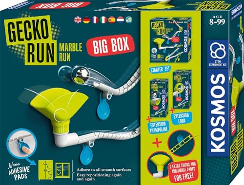 KOSMOS 617318 Gecko Run Marble Run Big Box, Vorteilspack, Erweiterbare Kugelbahn für Kinder ab 8 Jahre, Vertikale Kugelbahn, Murmelbahn, mehrsprachige Anleitung von Kosmos