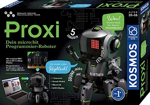 KOSMOS 620585 Proxi - Dein microbit Programmier-Roboter, mit 5 Sensoren, LED-Display, Bluetooth, Soundmodul, Programmieren und staunen, Experimentierkasten für Kinder ab 10-16 Jahre, Roboter-Spielzeug von Kosmos
