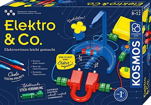 KOSMOS 620639 Elektro & Co. Elektro-Wissen leicht gemacht, Einsteiger-Experimente zu Strom, Magnete, Elektro-Magnetismus, Experimentierkasten für Kinder ab 8-12 Jahre von Kosmos