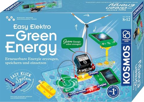 KOSMOS 620684 Easy Elektro Green Energy, Erneuerbare Energie erzeugen speichern und einsetzen, Amazon Exclusive, Experimentierkasten für Kinder ab 8-12 Jahre zu Strom Erzeugung von Kosmos
