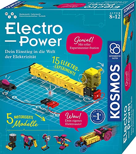 KOSMOS 620707 Electro Power, Technik Experimentierkasten für Kinder ab 8 Jahre, Amazon Exklusiv, Elektronik Baukasten mit 5 motorisierten Modellen KOSMOS 620707 Electro Power, Technik Experimentierkasten für Kinder ab 8 Jahre, Amazon Exklusiv, Elektronik Baukasten mit 5 motorisierten Modellen von KOSMOS
