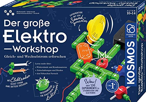 Kosmos 620820 Der große Elektro-Workshop, Erforsche Gleichstrom und Wechselstrom, über 130 Experimente, Experimentierkasten für Kinder ab 10-14 Jahre von Kosmos