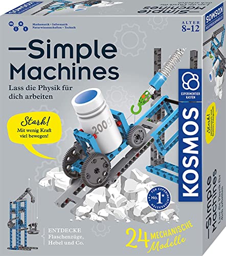 KOSMOS 620868 Simple Machines, Mechanik-Bausatz für 24 Modelle wie Flaschenzug und Kran, inklusive Federwaage, Experimentierkasten für Kinder ab 8-12 Jahre, Physik einfach verstehen, Mint Spielzeug von Kosmos
