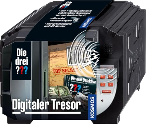 Die drei ??? Digitaler Tresor von KOSMOS, Schütze deine Geheimnisse mit einem Code und Sprachalarm, Detektiv Spielzeug Set für Kinder ab 8 Jahre, Mini Safe von Die drei ???