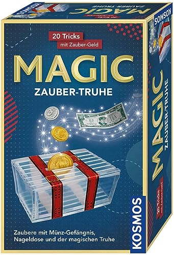 Kosmos 657505 Magic Zauber-Truhe, 20 magische Tricks mit Zaubergeld und Münzen, Zaubern Lernen im Handumdrehen, Kompaktes Format, Mitbringspiel, Zaubern für Kinder ab 8 Jahren von Kosmos