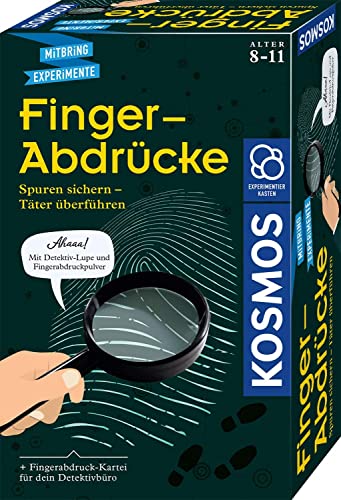 KOSMOS 657796 Fingerabdrücke, Detektiv-Experimente, Spurensicherung, Täter überführen, Experimentierset für Kinder ab 8 Jahre, Mitbringexperiment, Rollenspiel, Mitbringsel, Geburtstagsgeschenk von Kosmos