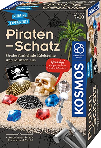 KOSMOS 657888 Piraten-Schatz Experimentierset, Ausgrabungs-Set für Kinder ab 7 Jahren, Schatzsucher, Fundstücke, Gipsblock, Geologie, Mitbringsel, Geschenk von Kosmos