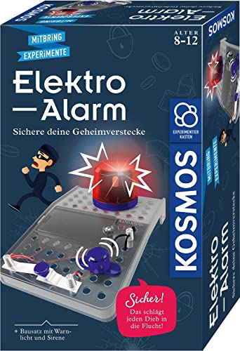 Kosmos 658083 Elektro-Alarm, Sichere Geheimverstecke, Elektro-Bausatz für Alarmanlage, Blinkendes Warnlicht, Sirene, Experimentierset für Kinder ab 8 Jahre, Experimentierkasten, Geburtstagsgeschenk, s von Kosmos