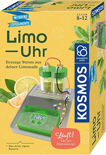 KOSMOS 658090 Limo-Uhr, Erzeuge Strom aus Limonade, Uhr mit Batterie selbst Bauen, Experimentierset für Kinder ab 8 Jahre zu Elektro-Chemie, Experimentierkasten, kleines Geburtstagsgeschenk KOSMOS 658090 Limo-Uhr, Erzeuge Strom aus Limonade, Uhr mit Batterie selbst Bauen, Experimentierset für Kinder ab 8 Jahre zu Elektro-Chemie, Experimentierkasten, kleines Geburtstagsgeschenk von Kosmos